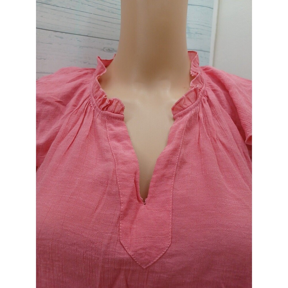 Nannete Lepore Top Sz M Womens Rose Pink Ruffled Short Sleeve - Picture 2 of 6